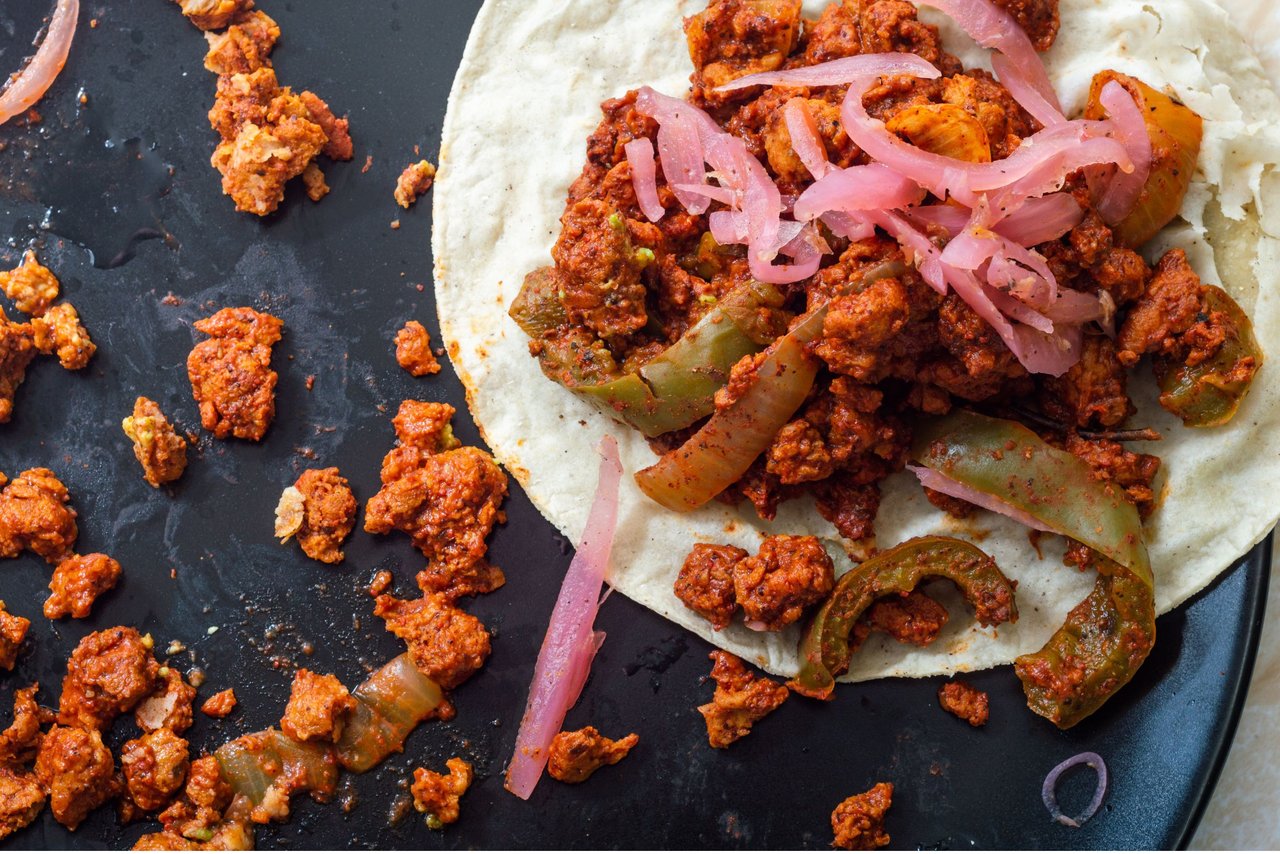 Taco al pastor con soya texturizada