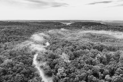 Vista área del denso bosque amazónico